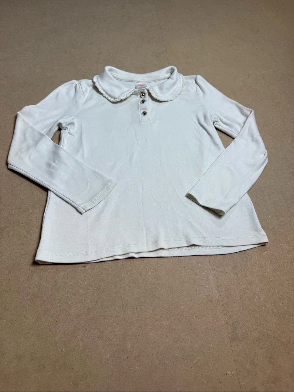 Gymboree Girls Size 10 White Long Sleeve Peter Pan Collar Polo Shirt coquette